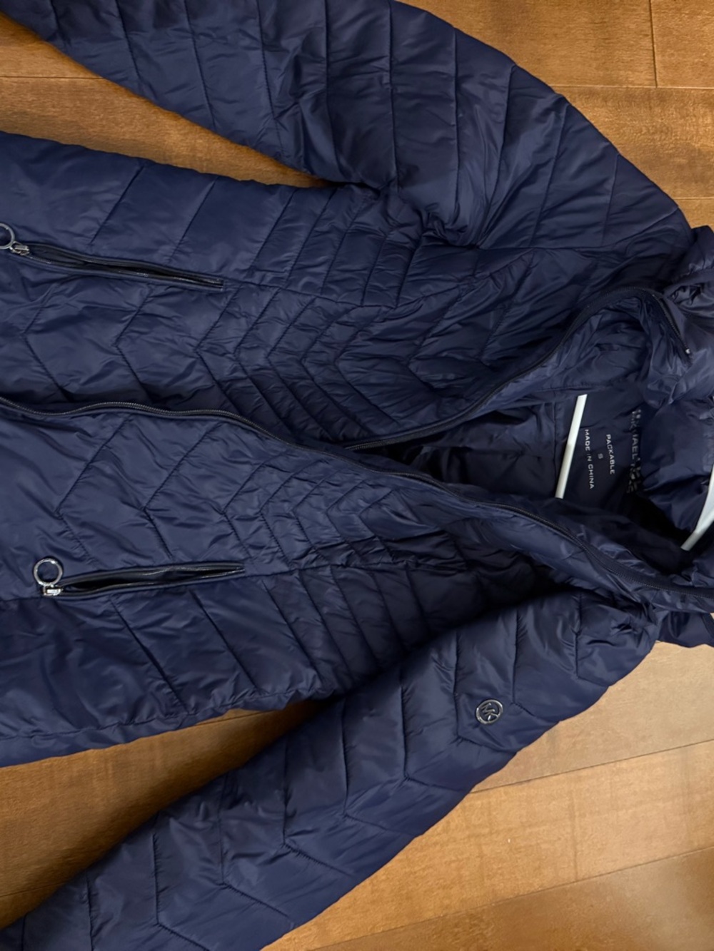 Michael Kors Navy Packable Jacket with Logo Lining